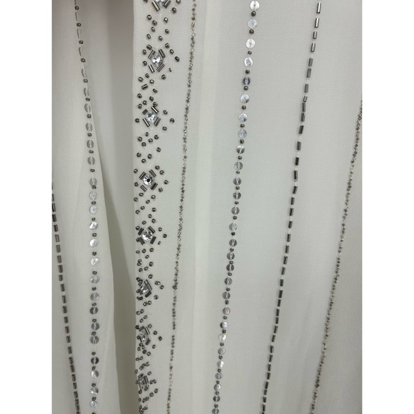 Jaques Vert Silver Beaded Embellished White Open Blazer - Picture 4 of 8